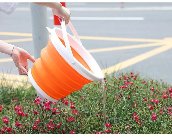 Silicon Folding Bucket Foldable Bucket With Handle 5 Litre Random Color